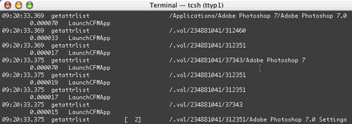 Sample fs_usage Output in Terminal