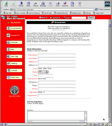 Image of Mac Mgr Contacts Web Page