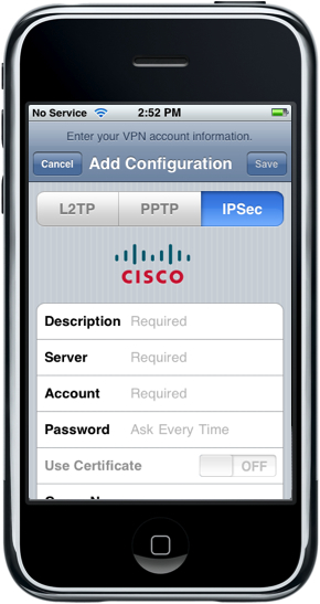 iPhone - IPSec Default