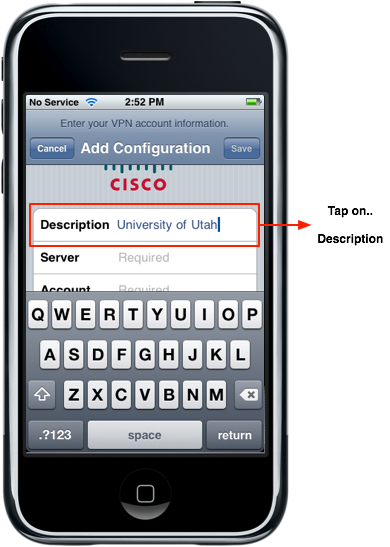 iPhone - VPN -> IPSec Description