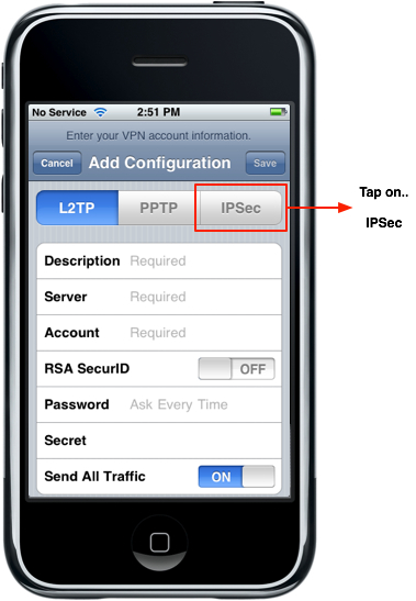 iPhone - VPN Choose IPSec