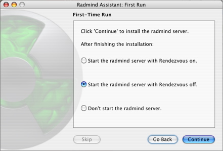 Radmind Assistant - First Run - Startup Server Rendezvous