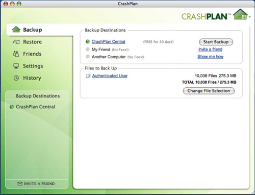 CrashPlan Window