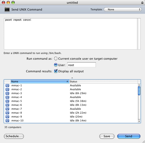 Apple Remote Desktop - Remove pmset Repeating Schedule