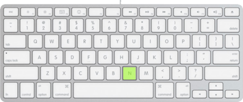 Keyboard with "N" Key Pressed