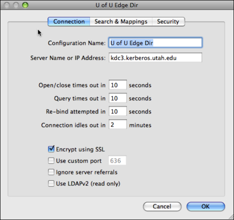 Campus Edge Directory Settings