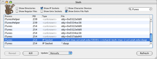 Sloth - Show IP Sockets
