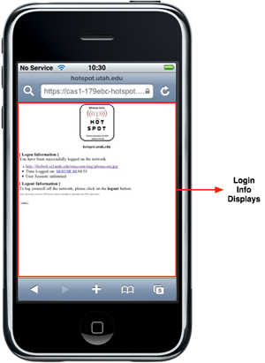 iPhone - hotspot - login info page
