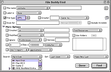 File Buddy Find Dialog Box