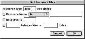 File Buddy Find Resources Dialog Box