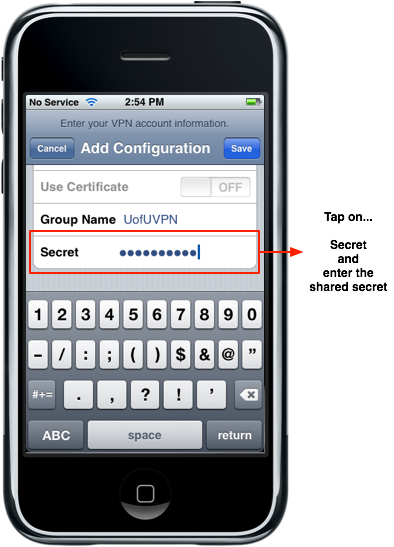 iPhone - VPN -> IPSec -> Secret