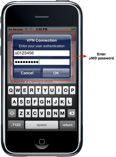 Enter in uNID password