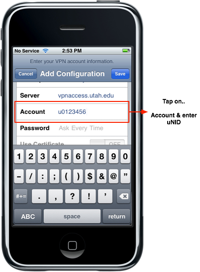 iPhone - VPN IPSec Account