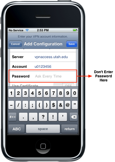 iPhone - VPN IPSec Password