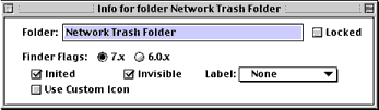 Network Trash Get Info Window