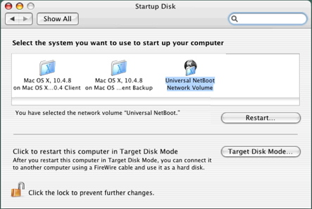 System Preferences -> Startup Disk -> NetBoot