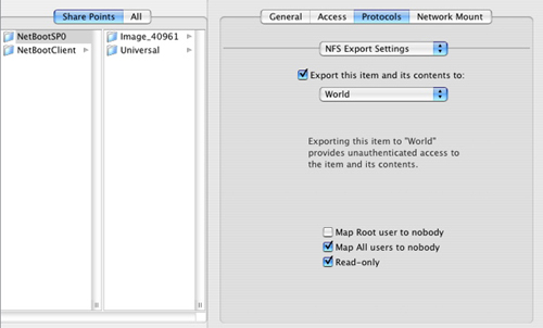 NFS - Export Settings