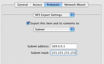 NFS - Export Settings - Subnet