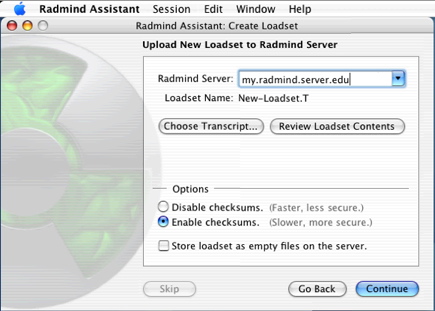Radmind Assistant - Upload New Loadset