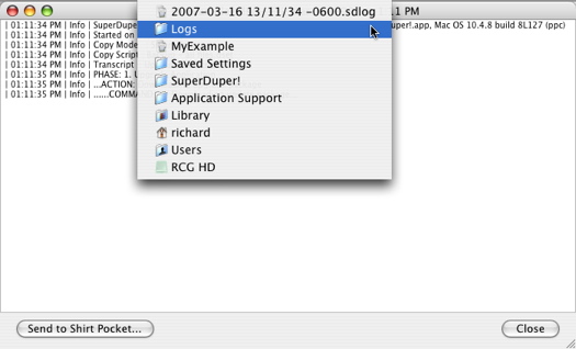 SuperDuper! Show Log Path Example
