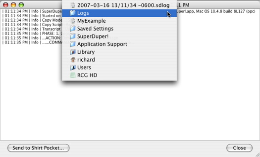 SuperDuper! Show Log Path Example