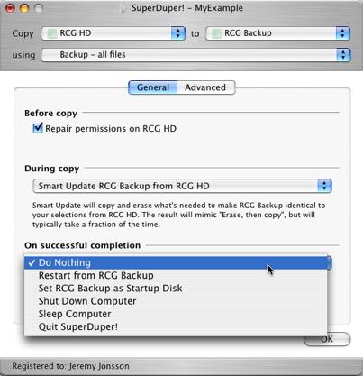 SuperDuper! - On Successful Completion - Do Nothing